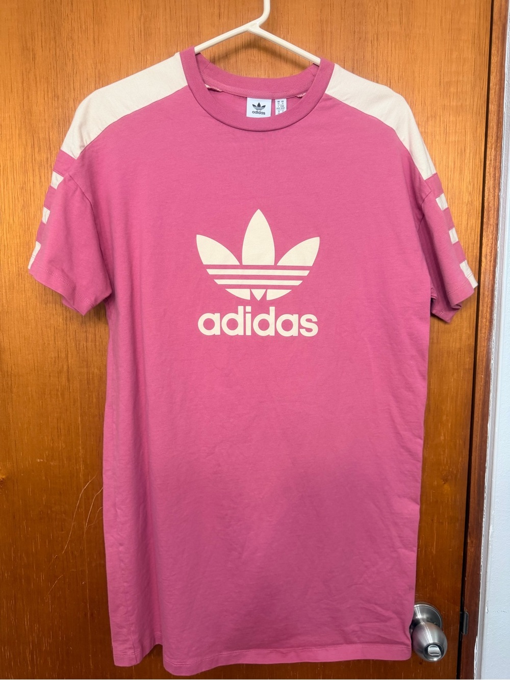 adidas Pink and Cream Trefoil Short Sleeve Tee